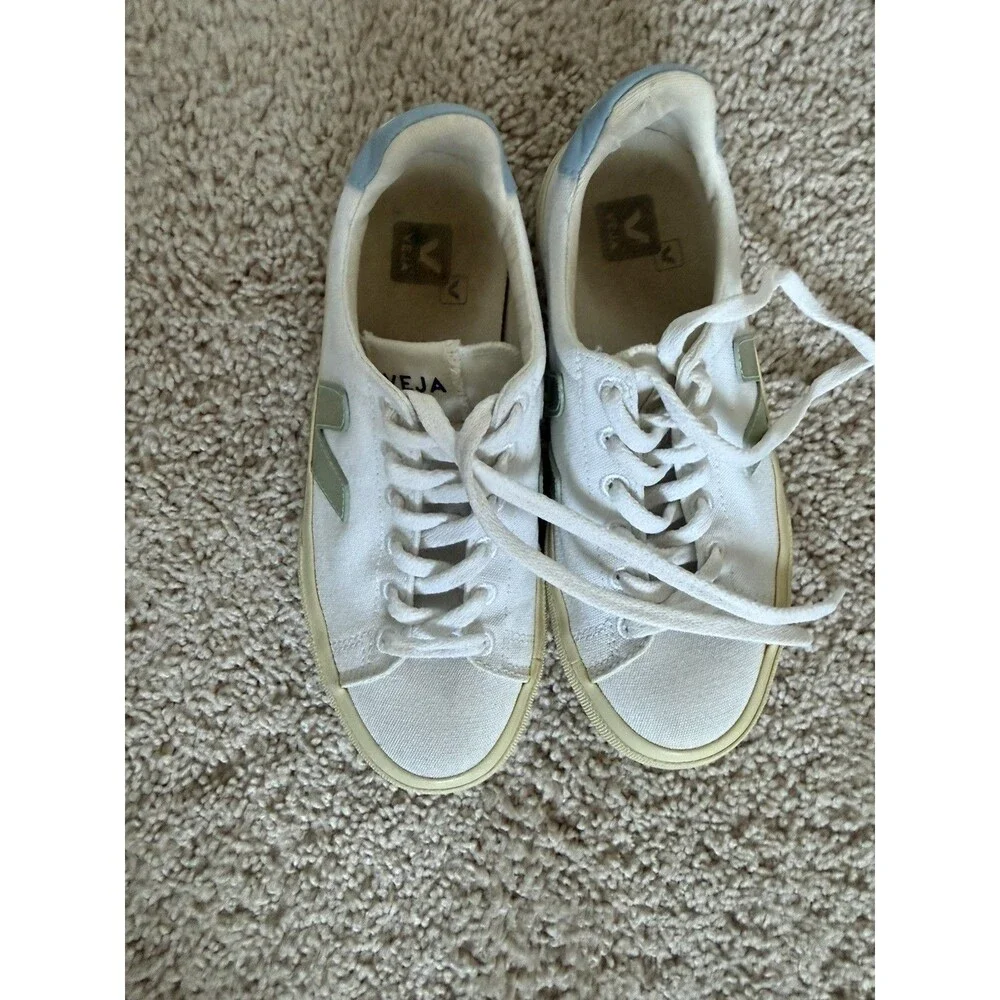 Veja Campo Canvas Sneakers Shoes  White Blue - Women's Size 6